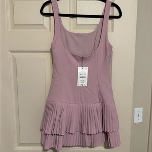 Zara pink Pleated Sleeveless Dress